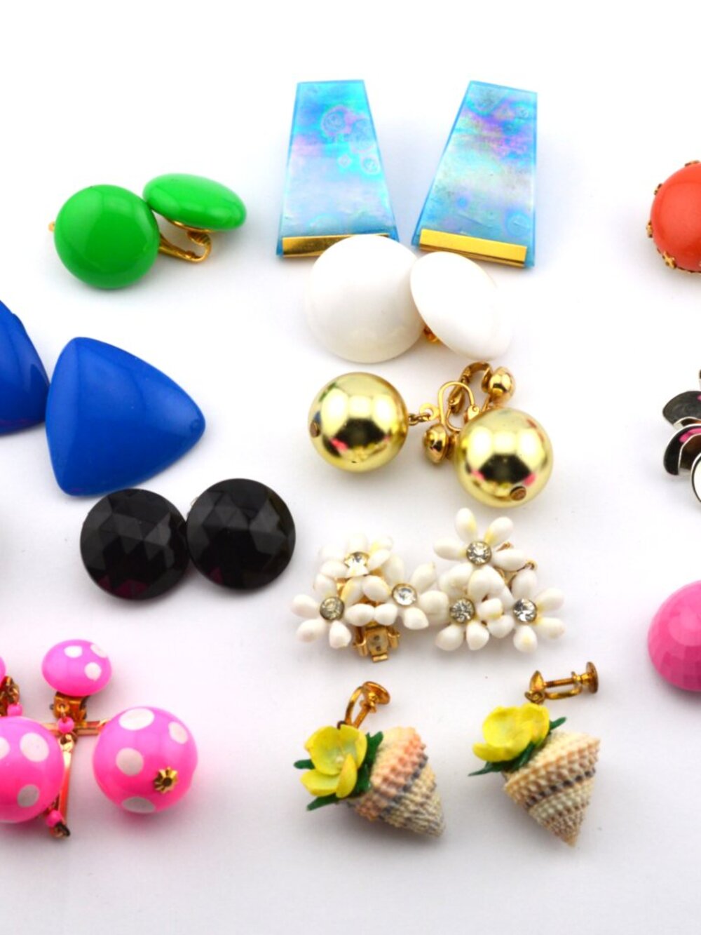 Collection of Vintage Mod Colorful Earrings from 60s, 70s and 80's